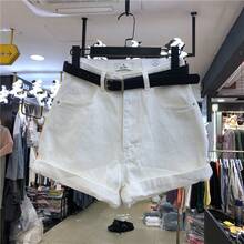 Gray Denim Shorts, Fashion Style, Summer 2026, High Waist, Wide Leg, Loose Fit, Korean Style, Slimming Effect, A-Line Cut. - White - View 4