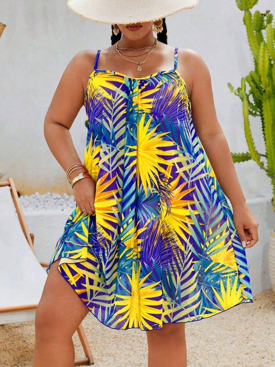 Camiseta de talla grande con estampado de color contrastante - Multicolor - Ver 1