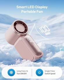GMOX-5000mAh Portable Handheld Fan, 5 Speeds Cooling, 3-In-1 Personal Fan (Hand/Neck/Desk), 12H Long Lasting Rechargeable Small Fan Travel & Beach, Lightweight 0.6lb - 迷你粉紅色 - 查看 5
