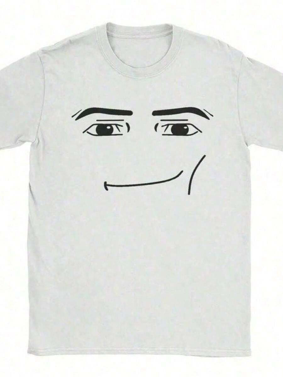 Anime Robot Robloxs Face T-Shirts Women Fun Tees Crew Neck Short Sleeve T Shirts Women Clothing Harajuku T Shirtsgraphic Tees Men Shirts Streetwear White Shirt Black Shirt - trắng - Xem 1
