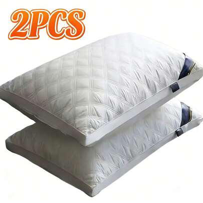 2pcs Five-Star Hotel Quality Bed Pillows For Adult, Premium Pillow Core For Deep Sleep, Perfect For Living Room, Bedroom, Dormitory And RV