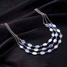 Collares de cuentas en capas para mujer, collar grueso, cadena de plata, joyería de moda, regalo para ella, Cristal, Sin gemas. - como en la imagen - Ver 5