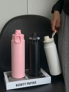 Ermo de 800ml . Vaso térmico para bebidas calientes y frías. Termos portátil de acero inoxidable ideal para viajes. - Azul - Ver 2