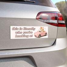 Cute Pink Bumper Sticker Or Bumper Sticker "This Is Who You're Honking At", Funny Girl Style Cat Car Sticker, Cute Style Car Sticker - Decorative Stickers - View 1