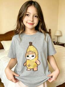 Banana Character With Star T-Shirt For Girls - Grey - View 7