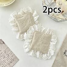 2/6/12pcs Solid Color Heart-Shaped Lace Fabric Coasters, Absorbent Tea Ceremony French Heat Insulation Pads, Washable & Reusable, Suitable For Coffee Table Decor, Holiday, Living Room, Dining Room, Party, Home Decoration - Multicolor - View 20
