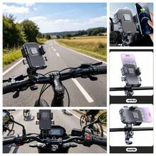 360 Degree Rotating Shockproof Motorcycle Phone Holder, 6-Claw Secure Bicycle Electric Scooter Phone Mount - Black - View 9