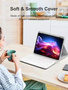 360° Rotating Keyboard Case Compatible With Ipad A16 (11th/10th Gen), 9th/8th/7th Gen (10.2"), Air (10.9"/11"), Made Of TPU Flip Cover PU Leather, Wireless Bluetooth Keyboard (150mAh Battery) And Stand Included, Silver Gray - Silver - View 5