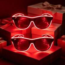 2 sets de gafas LED de colores brillantes, gafas fluorescentes para fiestas, diseño de luz segmentada multicolor, accesorio esencial para festivales de música EDM, Halloween y eventos de cosplay (baterías no incluidas) - 2 paquetes de gafas luminosas - Ver 10