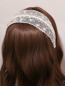 1 pieza Conjunto de diadema con bordado de flores de encaje - Multicolor - Ver 2