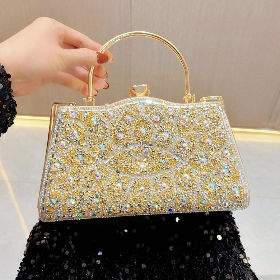 BV Bottega Bang Bang Bolso de mano para mujer de cuero genuino tejido a mano de Andiamo Clutch Campana. Nuevo bolso vintage europeo y americano con pedrería, bolso de mano, bolso de fiesta de moda, bolso de noche, bolso de hombro, bolso cruzado. - Negro - Ver 1