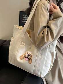 Personalized Pet Photo & Name Canvas Tote Bag, Personalized Multi-Pocket Canvas Tote Bag, Large Capacity, Reusable, Canvas Tote Bag - Multicolor - View 6