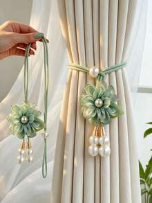 2/4pcs Realistic Rose Curtain Tiebacks, Vintage Romantic Curtain Ropes, Lifelike Flower Curtain Tiebacks, Elegant Design, No Drilling Required Decorative Curtain Hanging Ropes, Suitable For Bedroom, Living Room, Wedding, Anniversary Dinner Decoration, Garden Style - Multicolor - View 2