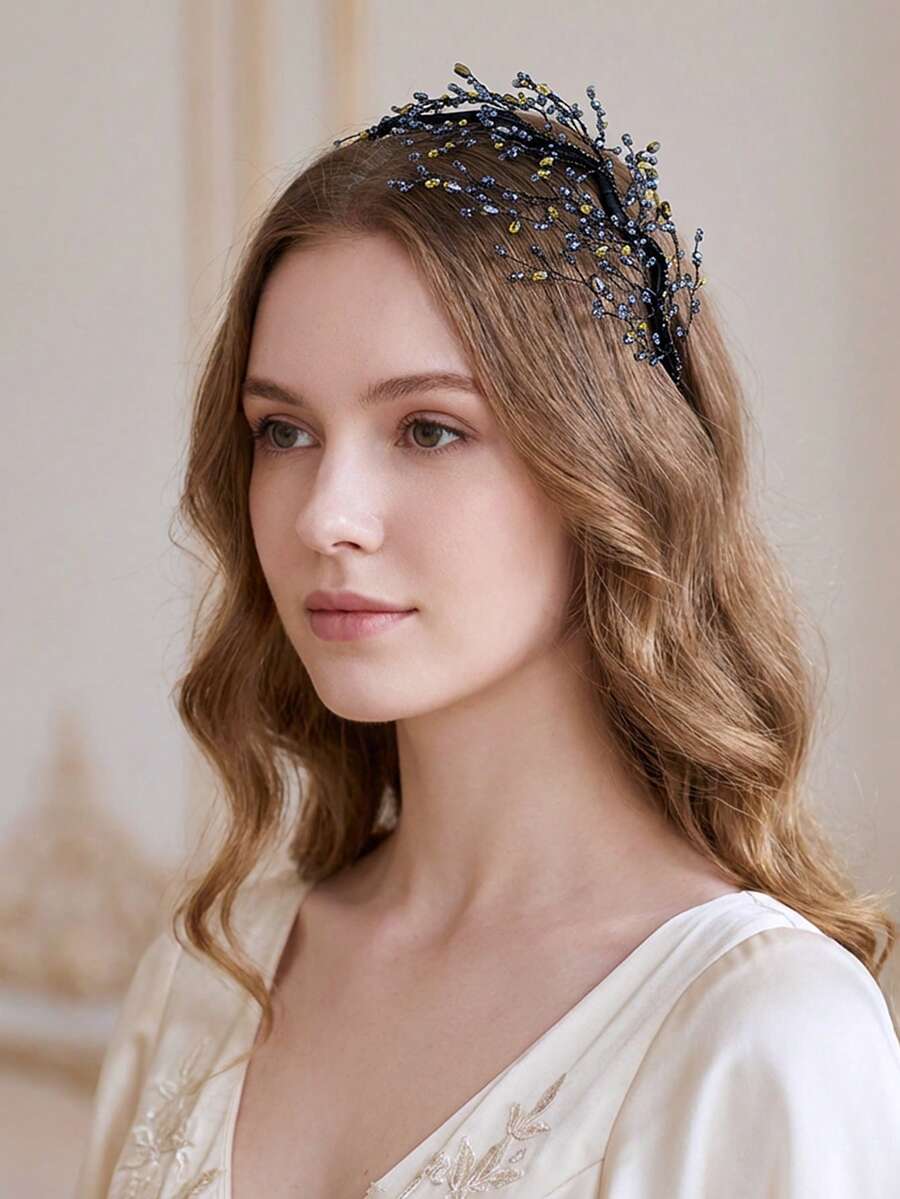1 pièce Bandeau élégant avec perles de cristal, accessoire de cheveux polyvalent pour mariée et mariage, convient pour les fêtes, les rassemblements, les bals, les festivals, les banquets