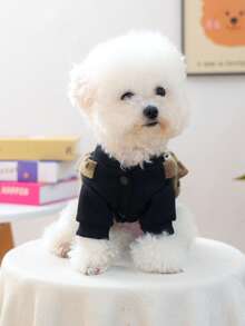 PETCIRCLE 1件宠物服装，室内外皆宜，欧韩风贵宾犬、泰迪犬、小型犬、幼犬、猫咪休闲舒适斯巴达迷彩套装 - 彩色 - 查看 4