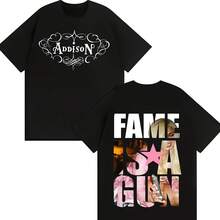 Cotton Crewneck Y2K Short Sleeve Tee Singer AddisonS RaeS T Shirt Hipster Men Women Gothic Music T-Shi - Black - View 1