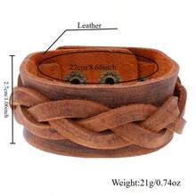Punk Rock Braided Wide Leather Bracelet Adjustable Cuff Bracelet - Leather Bracelet - View 2