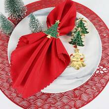Gold Plated Christmas Tree Napkin Rings, Hotel Tabletop Decor Napkin Holders - Multicolor - View 10