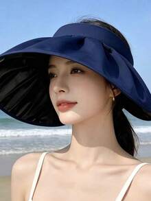 Women's Sun Protection Hat, Wider Brim, Outdoor UV Protection, Black PVC Shell, Summer - Multicolor - View 9