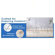 Transparent bar stool set, 4 pack, acrylic seat shell with metal frame in silver/ gold/ black, modern design chairs for kitchen, bar or dining room chairs only, without table - Silber + Kunststoff1 - Übersicht 4