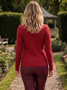 Women's Blouse Simple Casual Wool-Like Fabric Unused V-Neck Blouse Office Home Street Travel Bachelorette Party Garden Beach Night 2025 - 紅色 - 查看 3