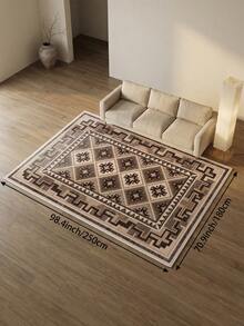 1pc Dark Rhombus Living Room Rug, Suitable For Kitchen, Dining Room, Bedroom, Room Holiday Decor, Indoor/Outdoor, Office, Lobby, Anti-Slip Doormat, Bathroom Rug, Hallway, Study Gaming Area Rug - Multicolor - View 19