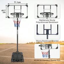 Portable Basketball Hoop, Height Adjustable From 170 -- 213 Cm, With Wheels, Suitable For Indoor And Outdoor Use, For Teenagers And Adults. - Hitam - View 3