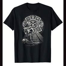 Aztec2 Calendar And Pyramid Tee-AZTEC2 WARRIOR AND LADY - Black - View 1