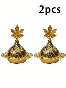 Gold-Plated Hollow Incense Holder 3 Optional Lids Luxury Home Decor Incense Burner - Multicolor - View 14