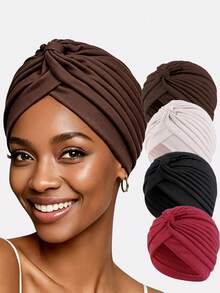 6pcs Women's Headscarf, Turban Hat For Everyday Use,Summer,Beach,Holiday,Travel - 6-piece Set - View 9