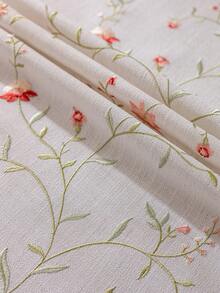 1pc Colorful Embroidered Floral Tablecloth, Rectangular, Beige Tassel Decor, Suitable For Dresser, Coffee Table, Cabinet, Dining Table, Kitchen, Gathering, Dinner, Holiday, Party, Wedding, All Seasons, Spring/Summer - Green Garden - View 2