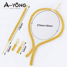 Luxury Dubai Wedding Jewelry Set 24K Gold Plated Omani Bride Tassel Necklace Bracelet Earrings Arabic Muslim Women Vintage Accessories - 3pcs Jewelry Set - View 15