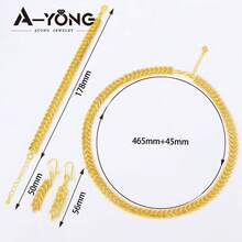Luxury Dubai Wedding Jewelry Set 24K Gold Plated Omani Bride Tassel Necklace Bracelet Earrings Arabic Muslim Women Vintage Accessories - 3pcs Jewelry Set - View 14