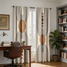 2PCS,Modern Geometric - Style Printed Curtains. Rod - Pocket Design. Suitable For Bedrooms, Living Rooms, Studies, Studios, Etc. Quality Decorations For Enhancing Spatial Texture,Protecting Privacy, Suitable For All Seasons - Multicolor - View 8
