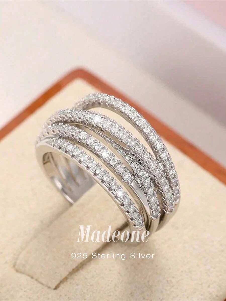 MADEONE 1枚925纯银复古线条缠绕戒指，适合女士日常搭配，也可作为派对配饰，高品质女士戒指，精致珠宝礼品