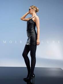 MOIRÉALLURE 1雙女款海軍藍愛心絲襪褲，高腰彈性柔軟舒適性感，適合日常通勤與休閒穿著 - 藏蓝色 - 查看 3