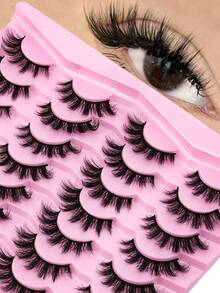 14 Pairs 3D Fluffy False Eyelashes, 8-14mm Gradient Length Lashes, Natural Long-Lasting Curled Eyelash Extensions, Lightweight Suitable For All Eye Shapes, Easy To Apply And Remove, Reusable, Suitable For Beginners Daily And Party Makeup - Black - View 2