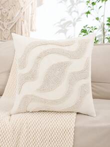 Miater 1個/2個裝 簇絨刺繡帆布幾何圖案字母葉子抱枕套，客廳臥室家居裝飾沙發靠墊套，節日禮物 - 綠色 - 查看 17