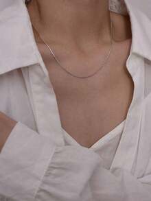 Nooxian Minimalist Chain Necklace - Silver - View 3
