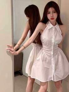 Women Midi Dresses - White - View 8