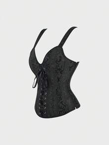 Corset Top Floral Jacquard Lace Up Corset,Strap Corset Bustier Women's Lingerie & Shapewear Corset Bonning Corset Shapewear - màu đen - Xem 6