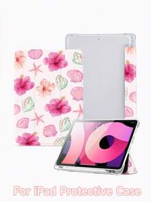 海洋元素、海星、貝殼、扶桑花圖案保護殼，適用於 Kindle 2024、Ko-Bo、Kindle NK 11/Kindle Youth Edition/Kindle Paperwhite 5，電子書保護殼，具備自動喚醒/睡眠功能，輕巧便捷，完美貼合保護您的閱讀設備，浪漫實用的禮物 - 彩色 - 查看 3