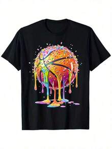 Camiseta de manga corta para hombre 2026, jersey de baloncesto con estampado de helado para niños y adolescentes, elegante y transpirable, casual y cómoda, camiseta casual de manga corta con cuello redondo estilo urbano de verano, el mejor regalo para niños y niñas. - Negro - Ver 1