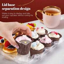 NPLUX - Contenedores de unidades para cupcakes paquete de soportes para cupcakes de plástico transparente reutilizables con tapas desmontables de cúpula alta cajas apilables para 72 cupcakes - transparente - Ver 5