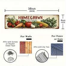 2D Flat Metal Sign - Country Style Homegrown Vegetable Decor, Vintage Tin Art, Size 3.94X15.75 Inches, Suitable For Kitchen, Cafe, Garage, Bar - Unique Housewarming, Birthday, Thanksgiving Gift - A - View 7