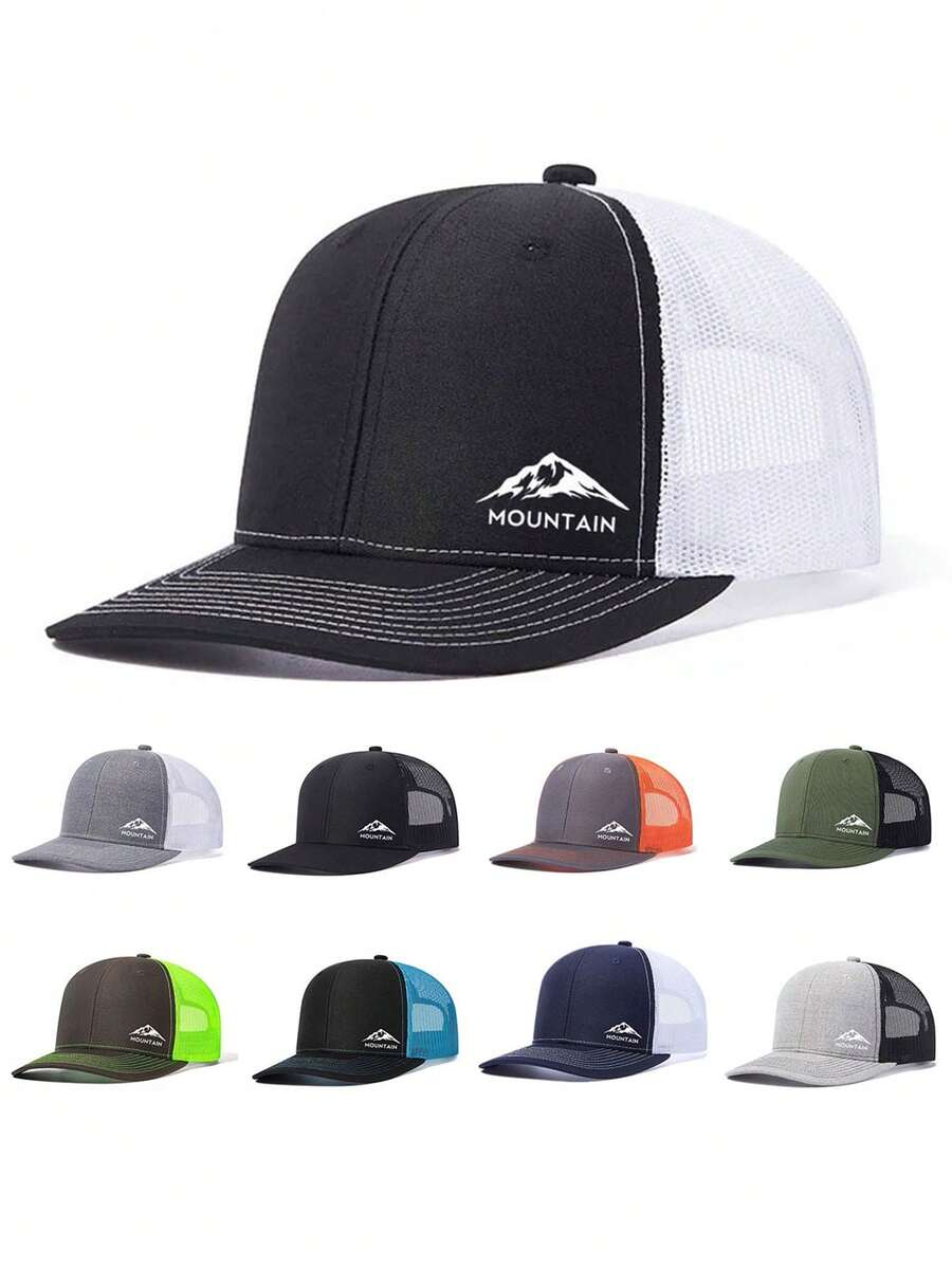 Mũ lưỡi trai unisex in chữ hình đỉnh núi, chất liệu lưới polyester, đa năng, thích hợp làm quà tặng cho gia đình, bạn bè, người yêu, dịp Giáng sinh, Ngày của Mẹ, Ngày của Cha, Ngày Nhà giáo, sinh nhật. - Nhiều màu - Xem 1