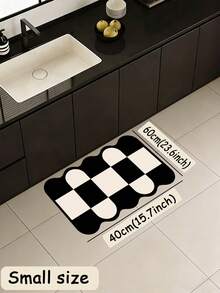 1pc Of Black And White Contrast Rubber Cushioned Kitchen Mat, A Water-Absorbing Mat That Is Easy To Clean And Suitable For Use In Kitchens, Bathrooms, And Other Areas. It Is Suitable For Use Throughout The Year And For Various Holidays. - Black and White - View 16