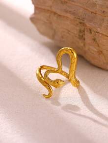Anillos de serpiente de acero inoxidable para mujeres y hombres, color dorado, anillo de dedo ajustable, joyería vintage gótica y estética - Amarillo Oro - Ver 7