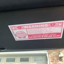 Cute Warning Sticker | Soft Pink Car Airbag Sticker (Waterproof Vinyl) - Decorative Stickers - View 6