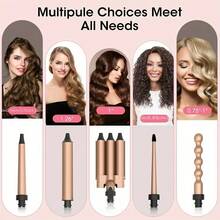LUYAO 5-In-1 Curling Iron Set, Includes 3 Curling Irons And 5 Interchangeable Ceramic Curling Barrels, Fast Heating - Gold - View 6